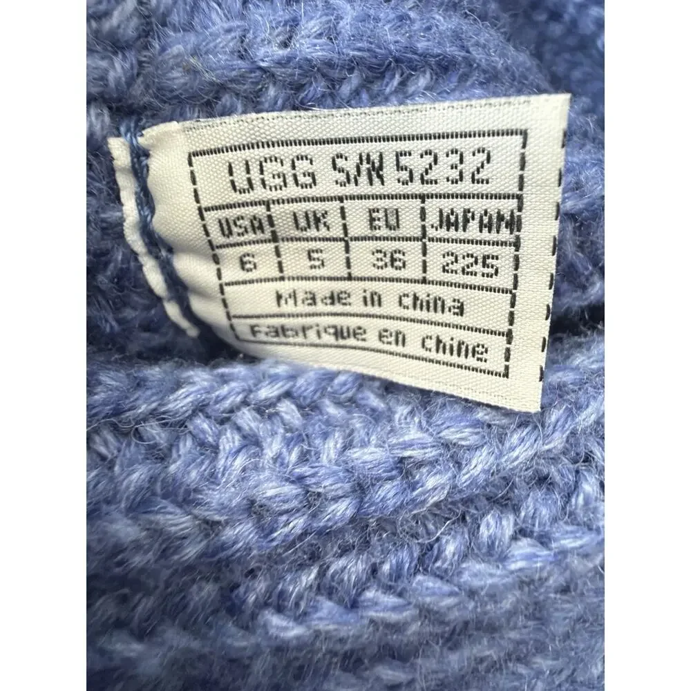UGG Classic Cardy Mid Calf Knit Crochet Boots women’s Size 6 Sheepskin Footbed